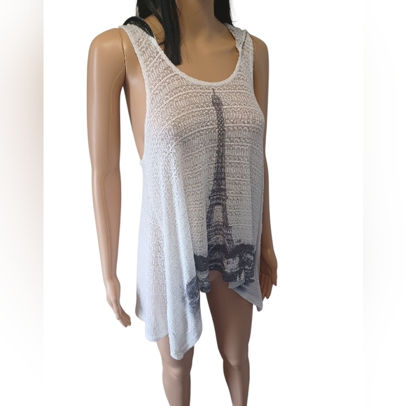 NWT Paris Sleeveless Hoodie White with Black Sparkly Hood! - Picture 13 of 13